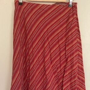 100% Linen Bias Cut Striped Skirt / M